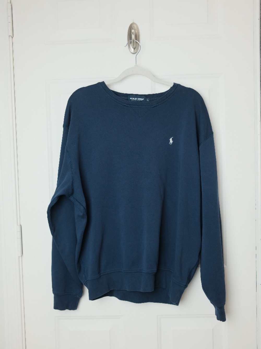 Polo Golf Mens Large 100% Cotton Navy cotton Relaxed-Fit crewneck sweatshirt